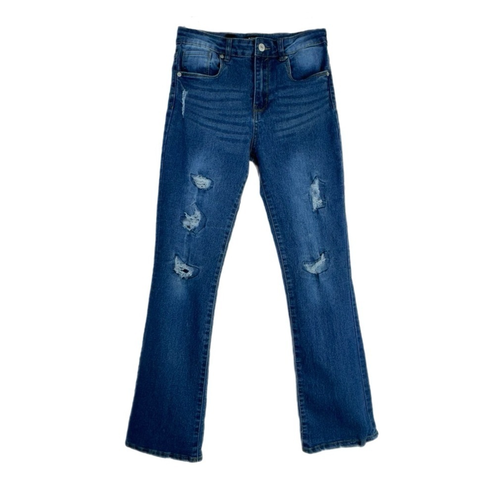 Hudson Girls Distressed High Rise Flare stretch Denim Jeans